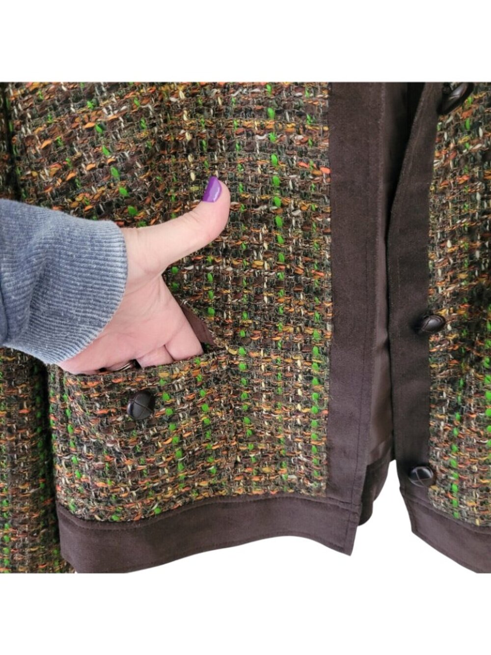 Talbots Tweed Blazer Old Money Jacket Womens Sz 8 Velvet Autumn Capsule Workwear - Picture 8 of 9